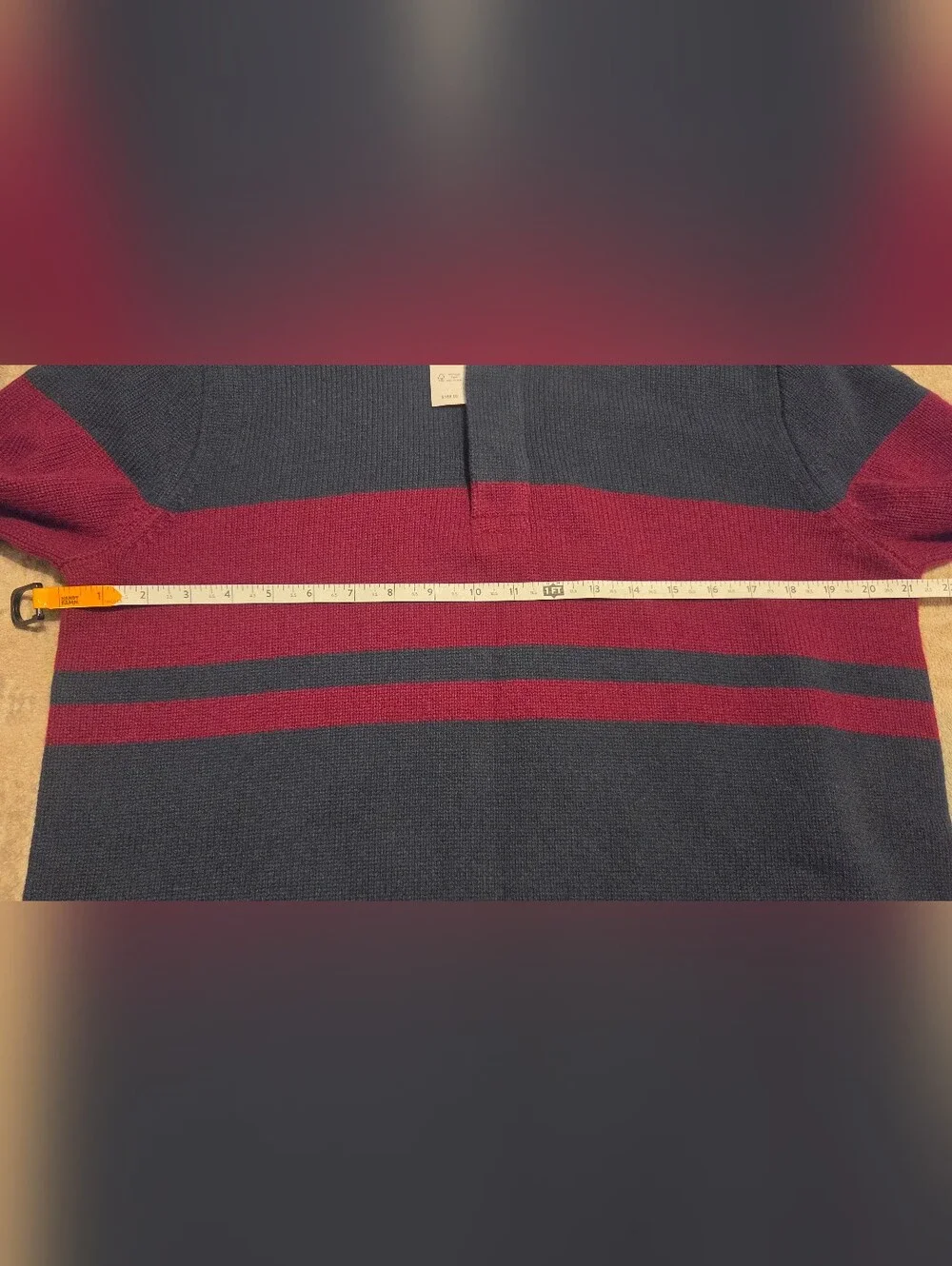 J. Crew Lambswool Rugby Sweater. Navy/Burgundy. Size M. NWT